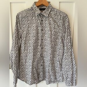 Paul Smith Ditsy Floral Monochrome Cotton Button Down Shirt | 16.5 42